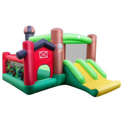 6-in-1 Inflatable Bounce House with Double Slides without 735W Blower - Relaxacare