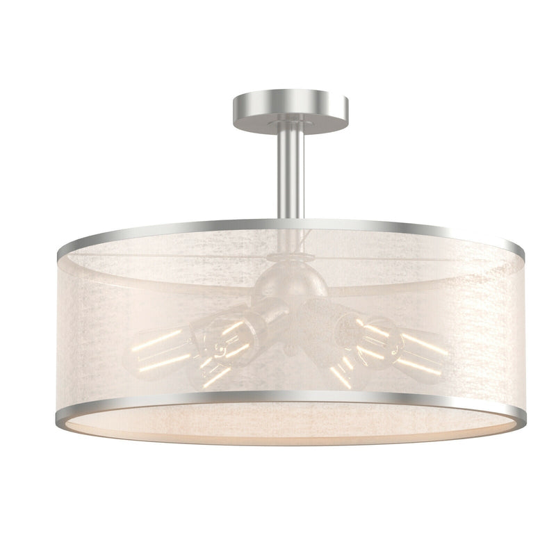 6-Light Semi Flush Mount Ceiling Light Pendant Lamp with Fabric Drum-shaped Shade - Relaxacare