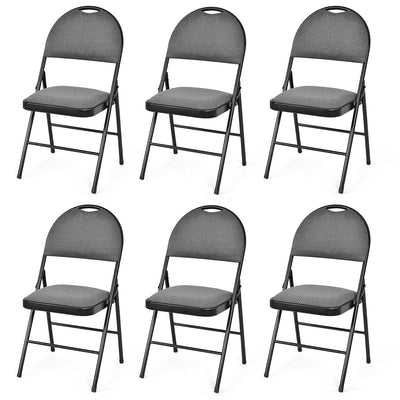 6 Pack Folding Chairs Portable Padded Office Kitchen Dining Chairs-Black - Relaxacare