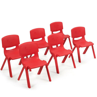 6-pack Kids Plastic Stackable Classroom Chairs-Red - Relaxacare