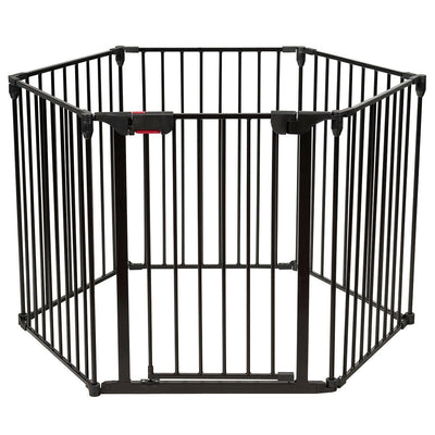 6 Panel Wall-mount Adjustable Baby Safe Metal Fence Barrier-Black - Relaxacare