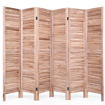 6 Panels Classic Venetian Wooden Slat Room Screen-Brown - Relaxacare