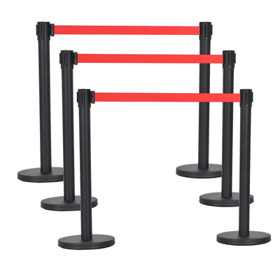 6 pcs Black Stanchion Posts Queue Pole - Relaxacare