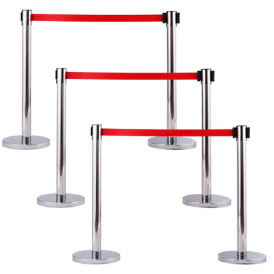 6 Pcs Crowd Control Barrier Stanchion Posts Queue Belt - Relaxacare