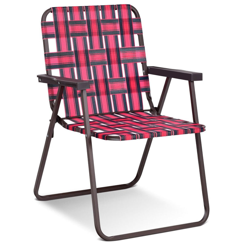 6 pcs Folding Beach Chair Camping Lawn Webbing Chair-Red - Relaxacare