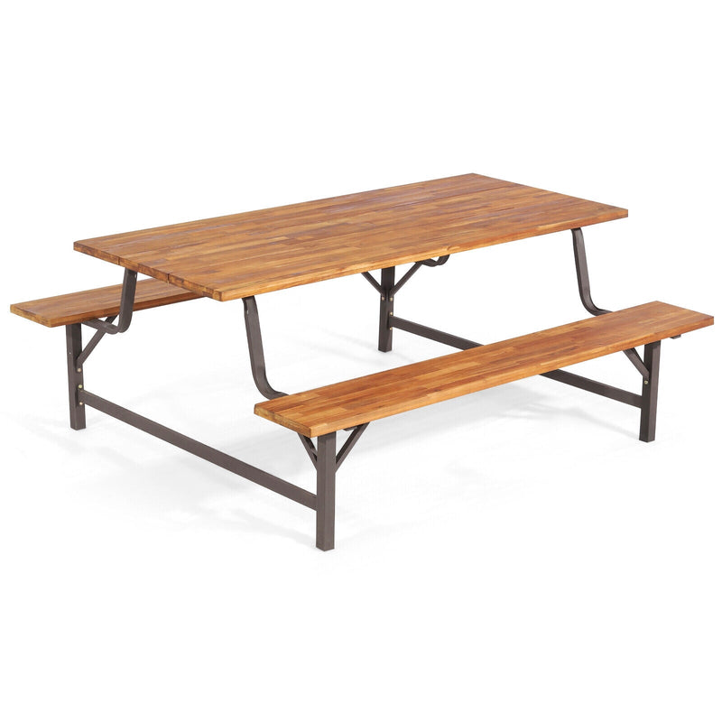 6-Person Outdoor Picnic Table and Bench Set with 2 Inch Umbrella Hole - Relaxacare