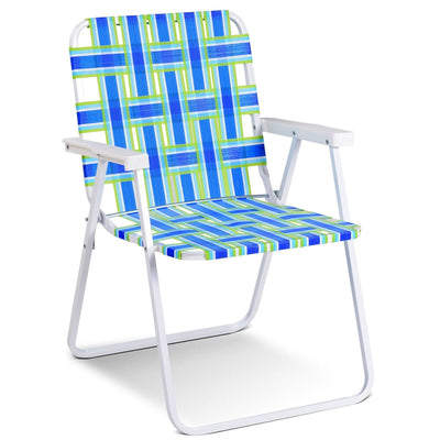 6 Pieces Folding Beach Chair Camping Lawn Webbing Chair-Blue - Relaxacare
