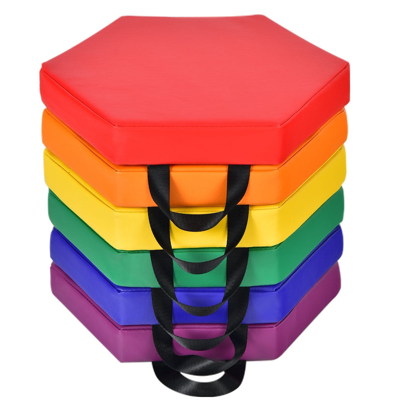 6 Pieces Multifunctional Hexagon Toddler Floor Cushions Classroom Seating with Handles - Relaxacare