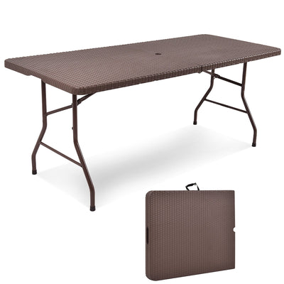 6' Portable Folding Rattan Table - Relaxacare