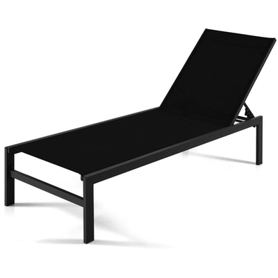 6-Position Chaise Lounge Chairs with Rustproof Aluminium Frame-Black - Relaxacare