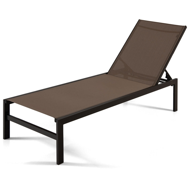 6-Position Chaise Lounge Chairs with Rustproof Aluminium Frame-Brown - Relaxacare