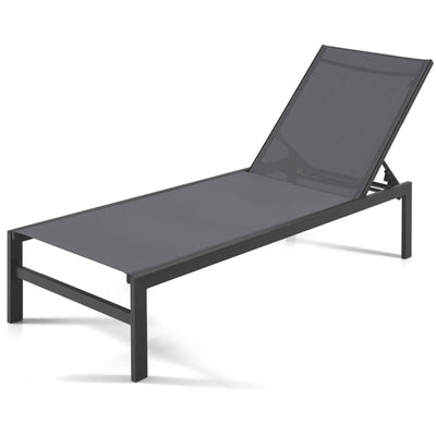 6-Position Chaise Lounge Chairs with Rustproof Aluminium Frame-Gray - Relaxacare