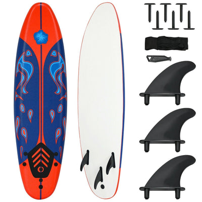 6' Surf Foamie Boards Surfing Beach Surfboard-Red - Relaxacare