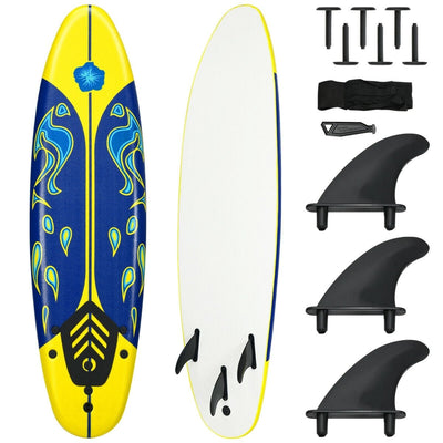 6' Surf Foamie Boards Surfing Beach Surfboard-Yellow - Relaxacare
