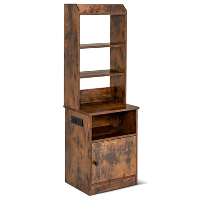 6-Tier Bookshelf with Charging Station and Cabinet - Relaxacare