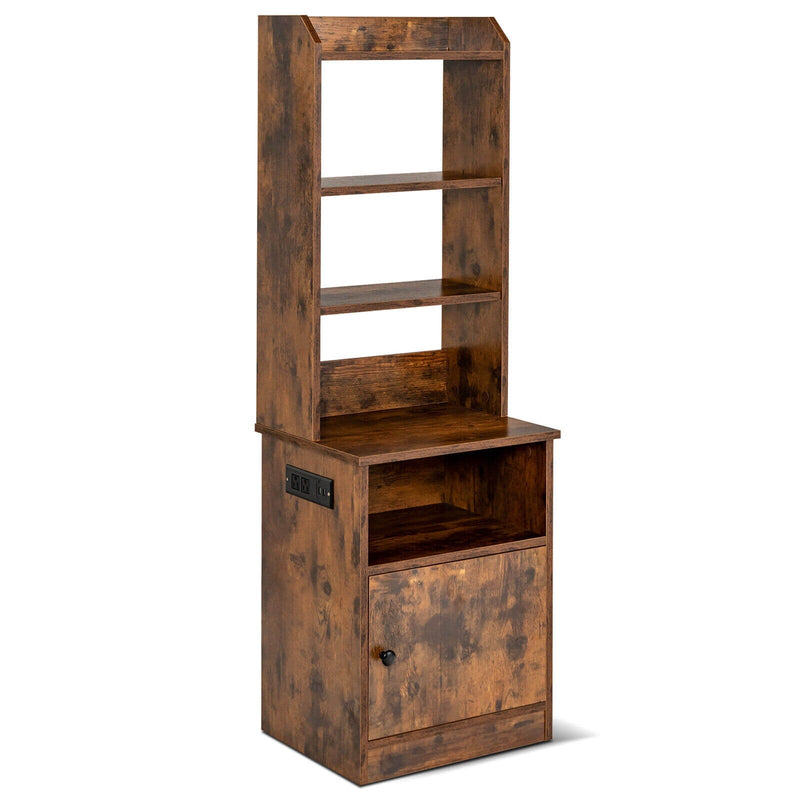6-Tier Bookshelf with Charging Station and Cabinet - Relaxacare