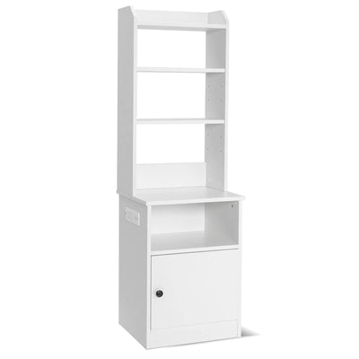 6-Tier Bookshelf with Charging Station and Cabinet-White - Relaxacare