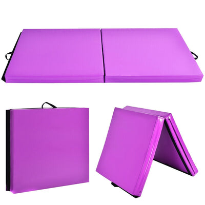 6 x 2 Feet Gymnastic Mat with Carrying Handles for Yoga-Purple - Relaxacare