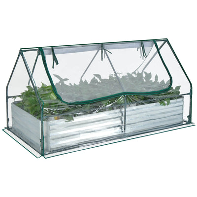 6 x 3 x 3 Feet Galvanized Raised Garden Bed with Greenhouse - Relaxacare