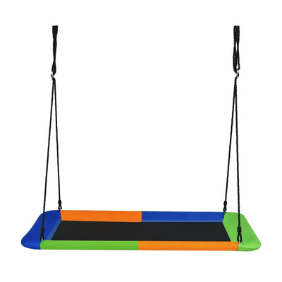 60 Inch Platform Tree Swing Outdoor with 2 Hanging Straps-Blue & Orange - Relaxacare