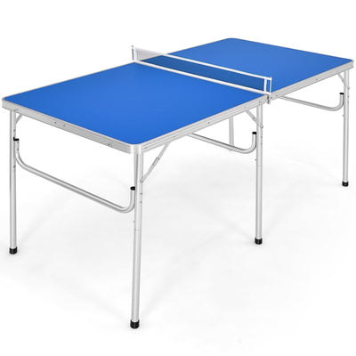 60 Inch Portable Tennis Ping Pong Folding Table with Accessories-Blue - Relaxacare