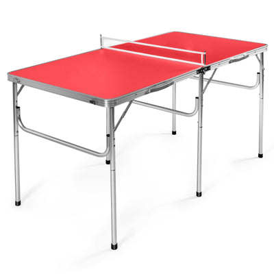 60 Inch Portable Tennis Ping Pong Folding Table with Accessories-Red - Relaxacare