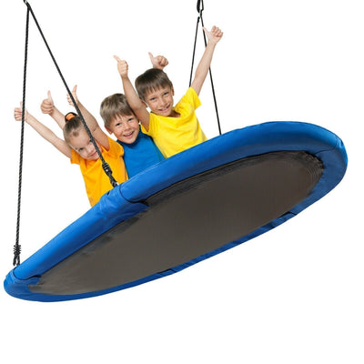 60 Inch Saucer Surf Outdoor Adjustable Swing Set-Blue+Black - Relaxacare