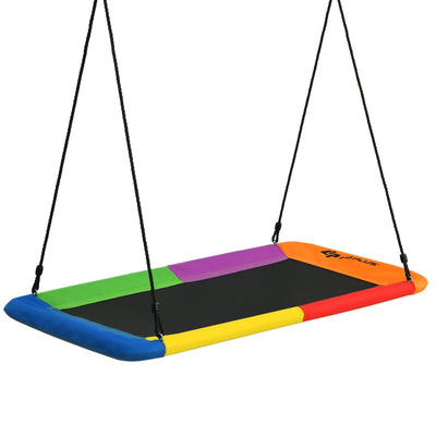 60 Inches Platform Tree Swing Outdoor with 2 Hanging Straps-Multicolor - Relaxacare