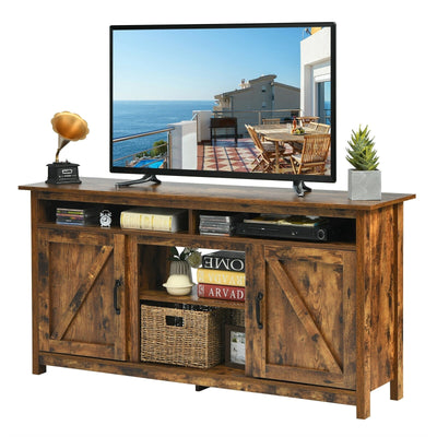 60”Industrial TV Stand Entertainment Center with Shelve and Cabinet-Brown - Relaxacare