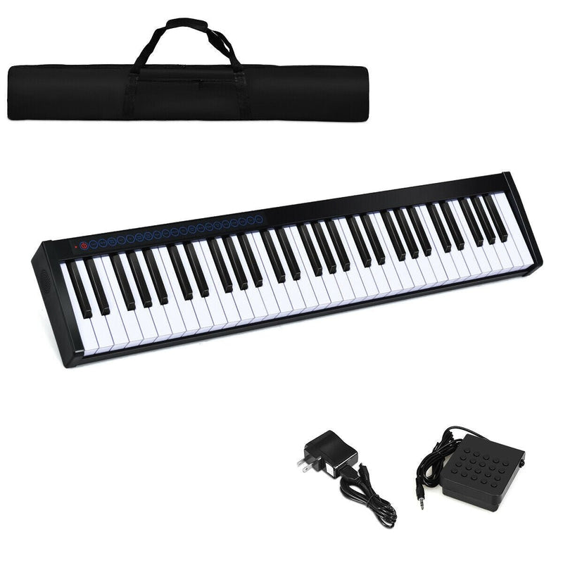 61-Key Portable Digital Stage Piano with Carrying Bag-Black - Relaxacare