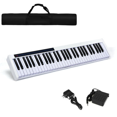 61-Key Portable Digital Stage Piano with Carrying Bag-White - Relaxacare