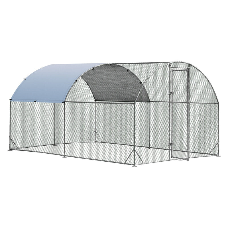 6.2 Feet/12.5 Feet/19 Feet Large Metal Chicken Coop Outdoor Galvanized Dome Cage with Cover - Relaxacare
