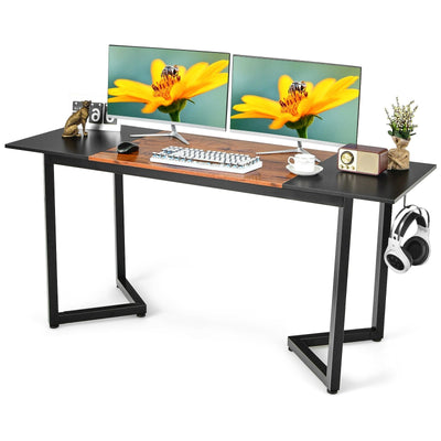 63-Inch Large Computer Desk Study Workstation Conference Home Office Table-Black - Relaxacare