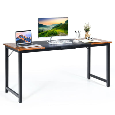 63 Inch Modern Splice Computer Desk with Heavy Duty Steel Frame - Relaxacare