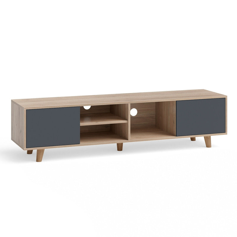 63 Inch TV Stand Console with 2 Doors and Open Shelves - Relaxacare