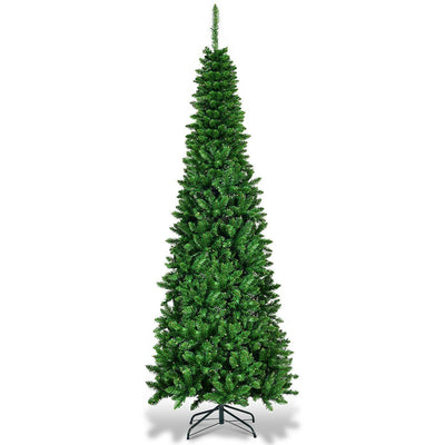 6.5' / 7.5' Pre-Lit Hinged Artificial Pencil Christmas Tree-6.5 ft - Relaxacare