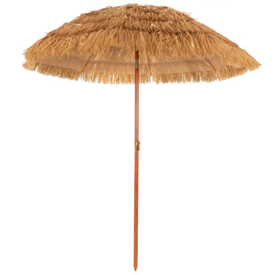 6.5 Feet Portable Thatched Tiki Beach Umbrella with Adjustable Tilt for Poolside and Backyard - Relaxacare