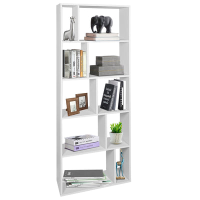 66 Inch Tall 5 Tiers Wood Bookshelf with 10 Open Compartments-White - Relaxacare