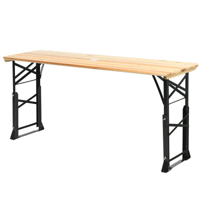 66.5 Inch Outdoor Wood Folding Picnic Table with Adjustable Heights - Relaxacare