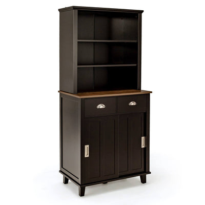 67 inches Freestanding Kitchen Pantry Cabinet with Sliding Doors-Brown - Relaxacare