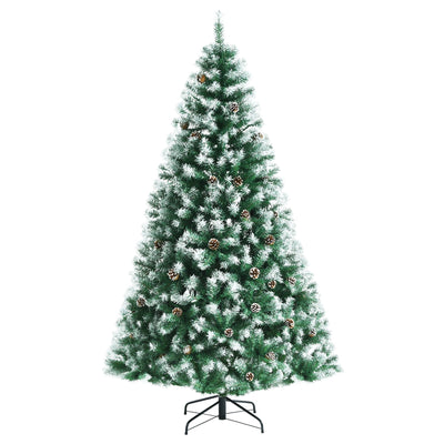 6/7.5/9 Feet Artificial Snow Flocked Christmas Tree with Pine Cones - Relaxacare