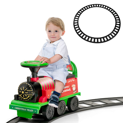 6V Electric Kids Ride On Train with 16 Pieces Tracks-Green - Relaxacare