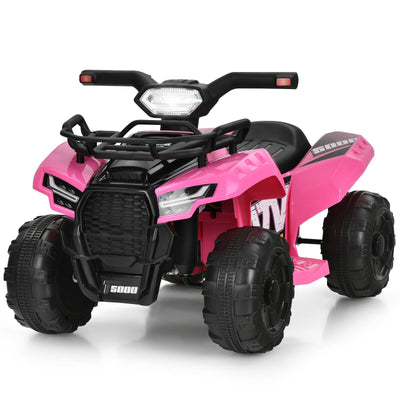 6V Kids ATV Quad Electric Ride On Car with LED Light and MP3-Pink - Relaxacare