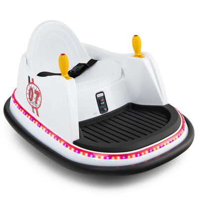 6V Kids Ride On Bumper Car 360-Degree Spin Race Toy with Remote Control-White - Relaxacare