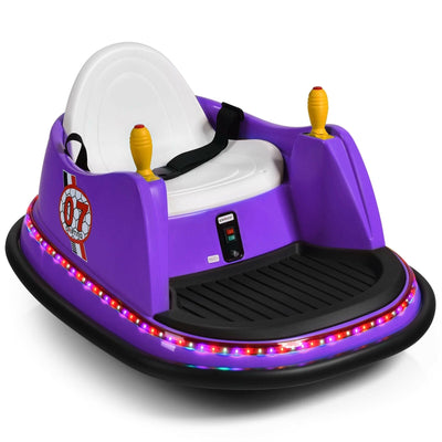 6V Kids Ride On Bumper Car Vehicle 360-degree Spin Race Toy with Remote Control-Purple - Relaxacare