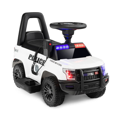 6V Kids Ride On Police Car with Real Megaphone and Siren Flashing Lights-White - Relaxacare