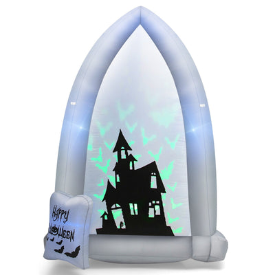 7 Feet Halloween Inflatable Tombstone with Bat LED Projector - Relaxacare