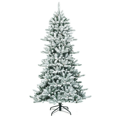 7 Feet Snow Flocked Slim Artificial Christmas Fir Tree - Relaxacare