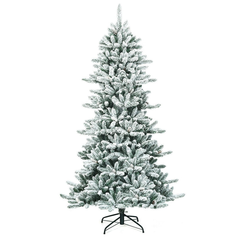 7 Feet Snow Flocked Slim Artificial Christmas Fir Tree - Relaxacare