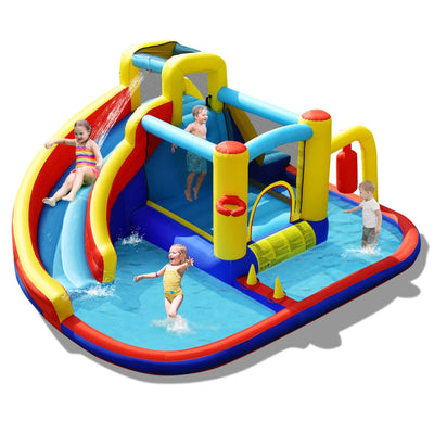 7-in-1 Inflatable Water Slide Bounce Castle with Splash Pool - Relaxacare